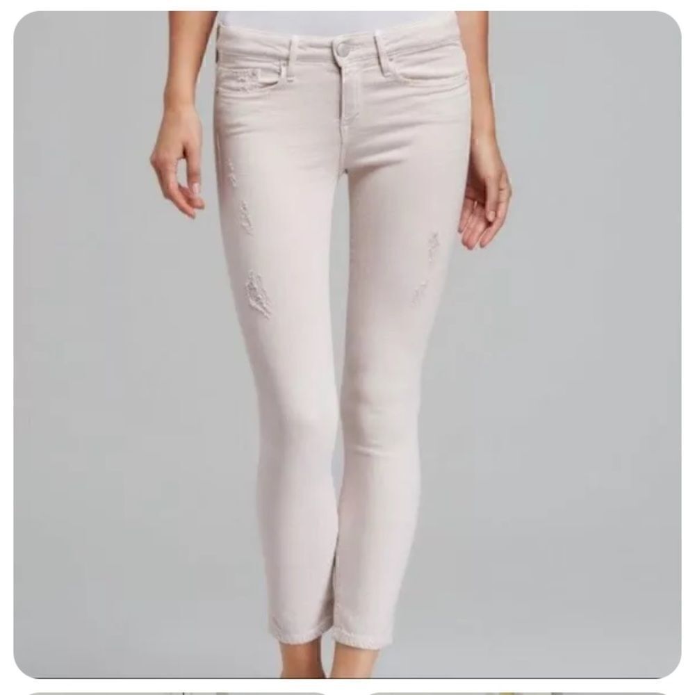 VINCE jeans dylan skinny ankle distressed crop stretch denim dusty rose pink 29
